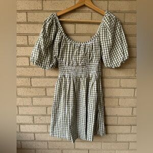 Faithfull the Brand Green Gingham Mini Dress